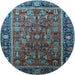 Round Oriental Light Blue Traditional Rug, urb2366lblu