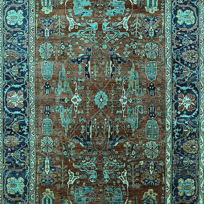 Machine Washable Oriental Turquoise Traditional Area Rugs, wshurb2366turq