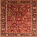 Square Machine Washable Oriental Orange Traditional Area Rugs, wshurb2366org