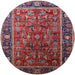 Round Mid-Century Modern Pink Oriental Rug, urb2366