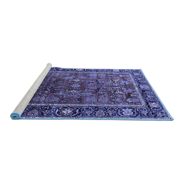 Sideview of Machine Washable Oriental Blue Traditional Rug, wshurb2366blu