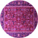 Round Machine Washable Oriental Pink Traditional Rug, wshurb2366pnk