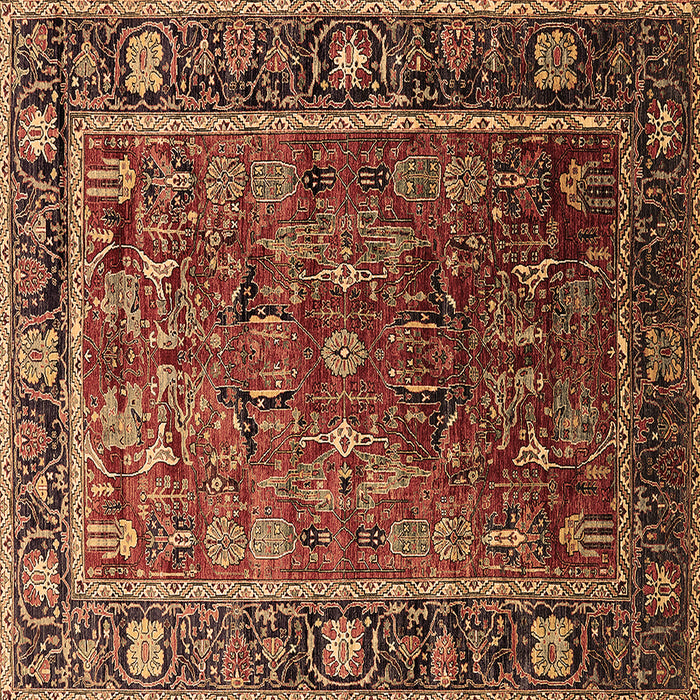 Square Oriental Brown Traditional Rug, urb2366brn