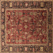 Square Oriental Brown Traditional Rug, urb2366brn