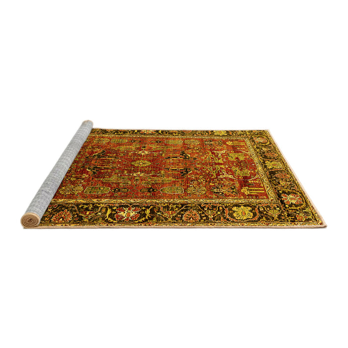 Sideview of Machine Washable Oriental Yellow Traditional Rug, wshurb2366yw