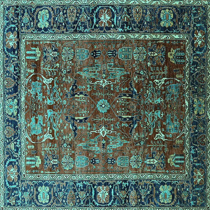 Square Oriental Turquoise Traditional Rug, urb2366turq