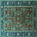 Square Oriental Turquoise Traditional Rug, urb2366turq