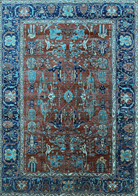 Oriental Light Blue Traditional Rug, urb2366lblu