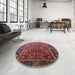 Round Machine Washable Industrial Modern Rosy Pink Rug in a Office, wshurb2366