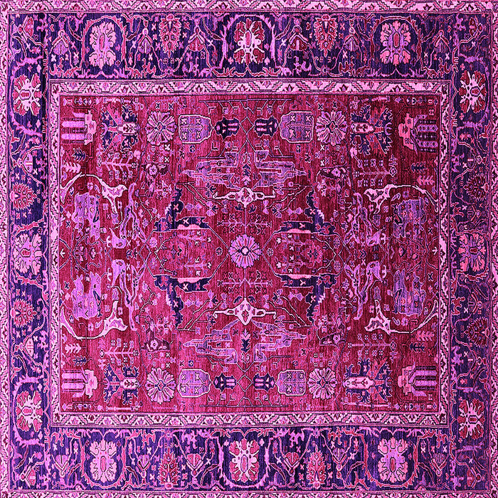 Square Machine Washable Oriental Pink Traditional Rug, wshurb2366pnk