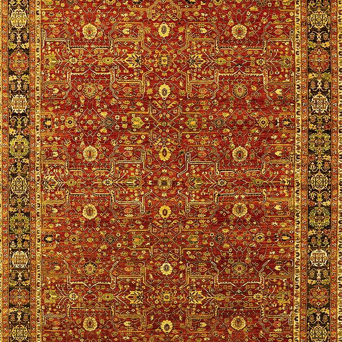 Machine Washable Oriental Yellow Traditional Rug, wshurb2367yw