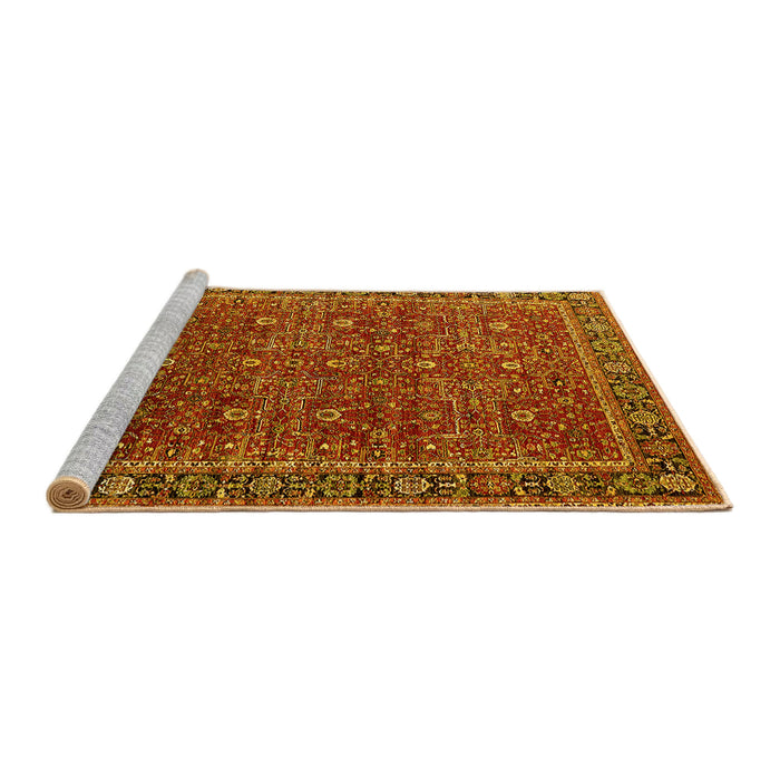 Sideview of Machine Washable Oriental Yellow Traditional Rug, wshurb2367yw
