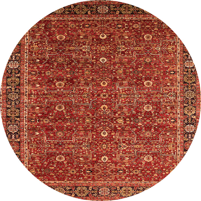 Round Oriental Orange Traditional Rug, urb2367org