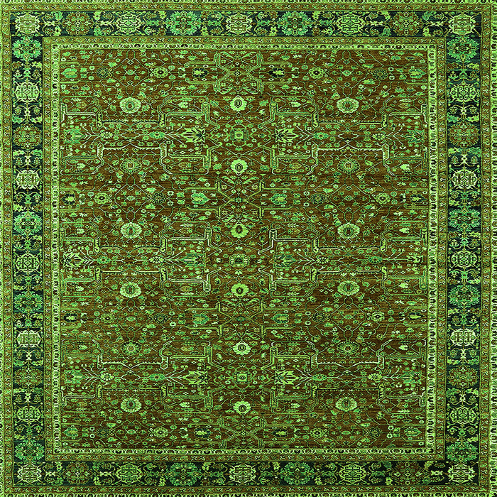 Square Oriental Green Traditional Rug, urb2367grn