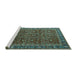 Sideview of Machine Washable Oriental Turquoise Traditional Area Rugs, wshurb2367turq