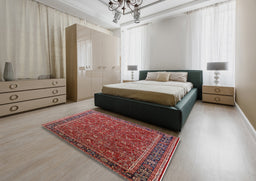 Mid-Century Modern Red Oriental Rug in a Bedroom, urb2367