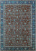 Machine Washable Oriental Light Blue Traditional Rug, wshurb2367lblu