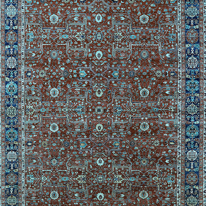 Machine Washable Oriental Light Blue Traditional Rug, wshurb2367lblu