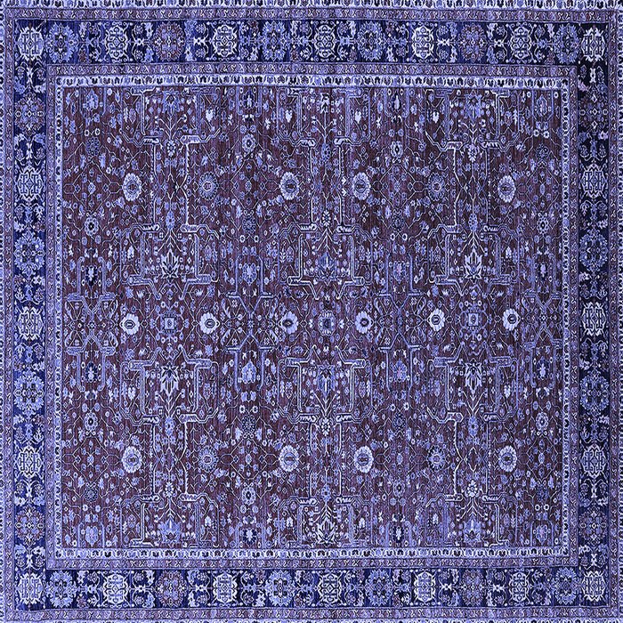 Square Machine Washable Oriental Blue Traditional Rug, wshurb2367blu