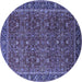 Round Machine Washable Oriental Blue Traditional Rug, wshurb2367blu