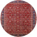 Round Machine Washable Industrial Modern Tomato Red Rug, wshurb2367