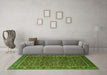 Machine Washable Oriental Green Traditional Area Rugs in a Living Room,, wshurb2367grn