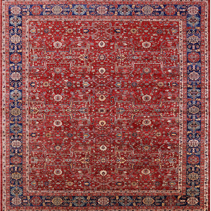 Square Mid-Century Modern Red Oriental Rug, urb2367