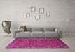 Machine Washable Oriental Pink Traditional Rug in a Living Room, wshurb2367pnk