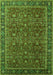 Machine Washable Oriental Green Traditional Area Rugs, wshurb2367grn