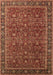 Machine Washable Oriental Brown Traditional Rug, wshurb2367brn