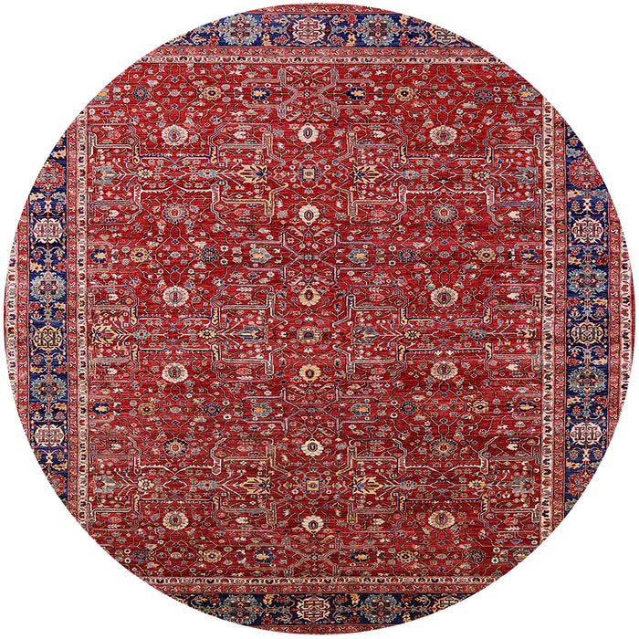 Round Mid-Century Modern Red Oriental Rug, urb2367