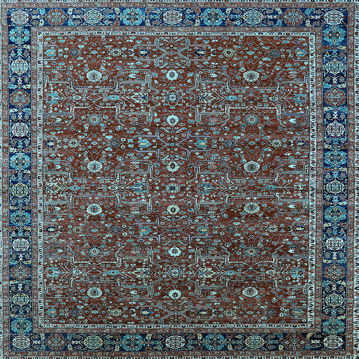 Square Oriental Light Blue Traditional Rug, urb2367lblu