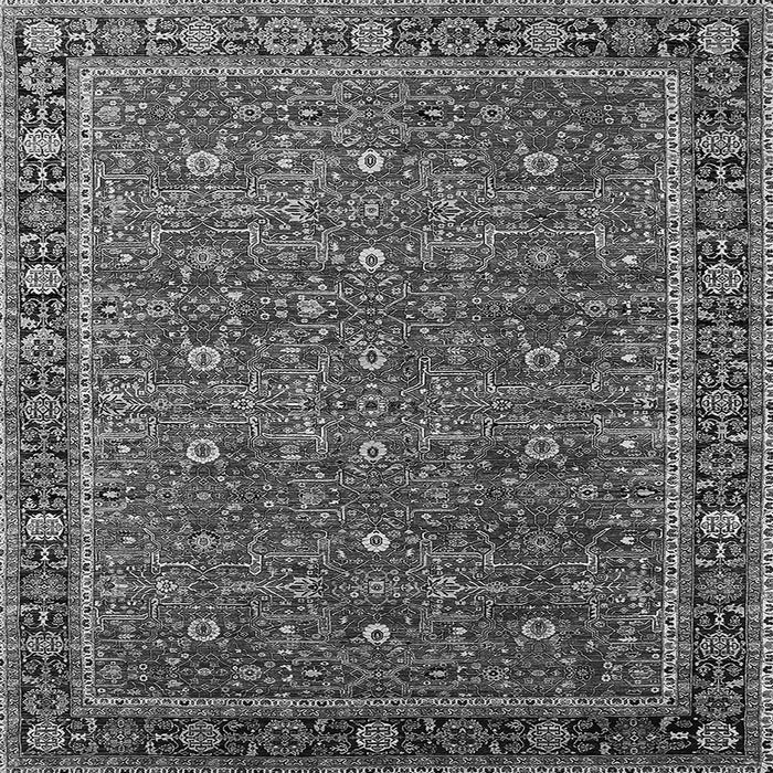 Square Machine Washable Oriental Gray Traditional Rug, wshurb2367gry