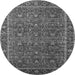 Round Machine Washable Oriental Gray Traditional Rug, wshurb2367gry