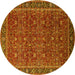 Round Oriental Yellow Traditional Rug, urb2367yw