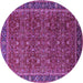 Round Oriental Purple Traditional Rug, urb2367pur
