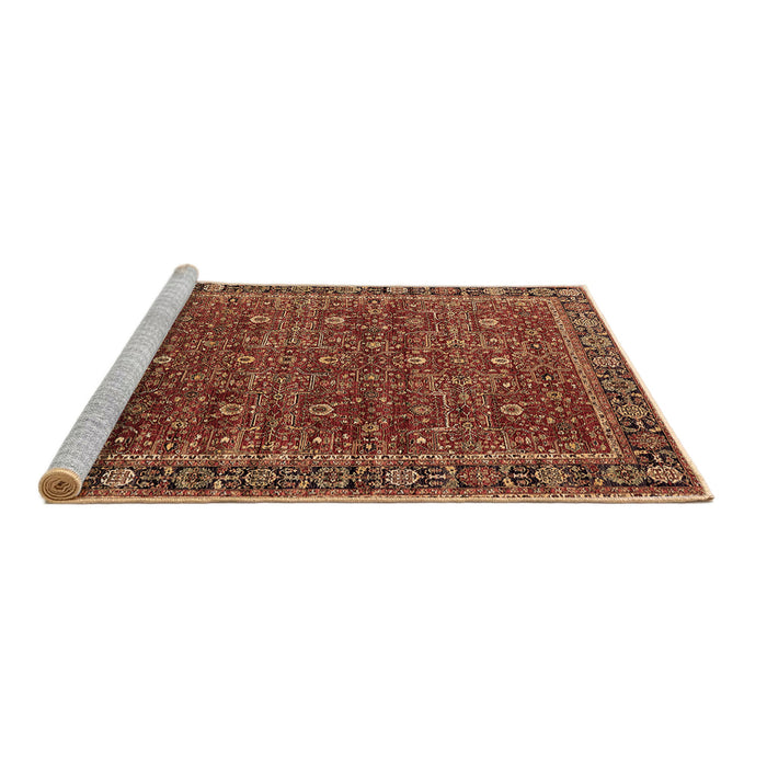 Sideview of Machine Washable Oriental Brown Traditional Rug, wshurb2367brn