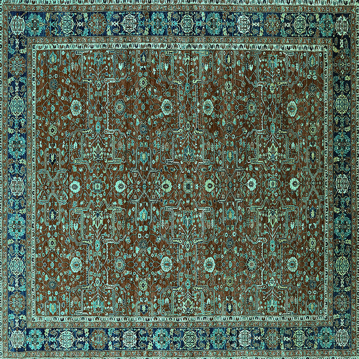 Square Oriental Turquoise Traditional Rug, urb2367turq