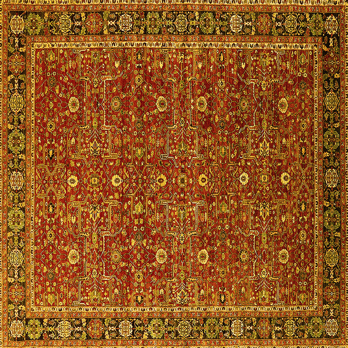 Square Oriental Yellow Traditional Rug, urb2367yw