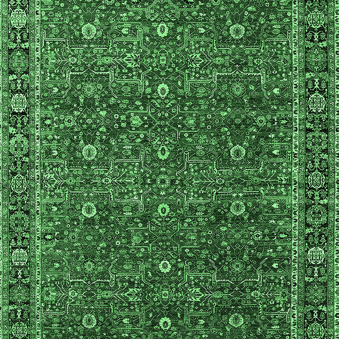 Machine Washable Oriental Emerald Green Traditional Area Rugs, wshurb2367emgrn