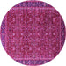 Round Machine Washable Oriental Pink Traditional Rug, wshurb2367pnk