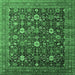 Square Machine Washable Oriental Emerald Green Industrial Area Rugs, wshurb2368emgrn