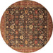 Round Oriental Brown Industrial Rug, urb2368brn