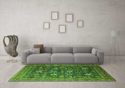 Machine Washable Oriental Green Industrial Area Rugs in a Living Room,, wshurb2368grn