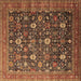 Square Machine Washable Oriental Brown Industrial Rug, wshurb2368brn