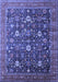 Machine Washable Oriental Blue Industrial Rug, wshurb2368blu