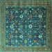 Square Oriental Turquoise Industrial Rug, urb2368turq