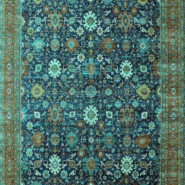 Machine Washable Oriental Turquoise Industrial Area Rugs, wshurb2368turq