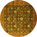 Round Machine Washable Oriental Yellow Industrial Rug, wshurb2368yw