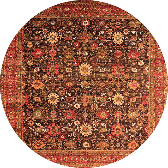 Round Oriental Orange Industrial Rug, urb2368org